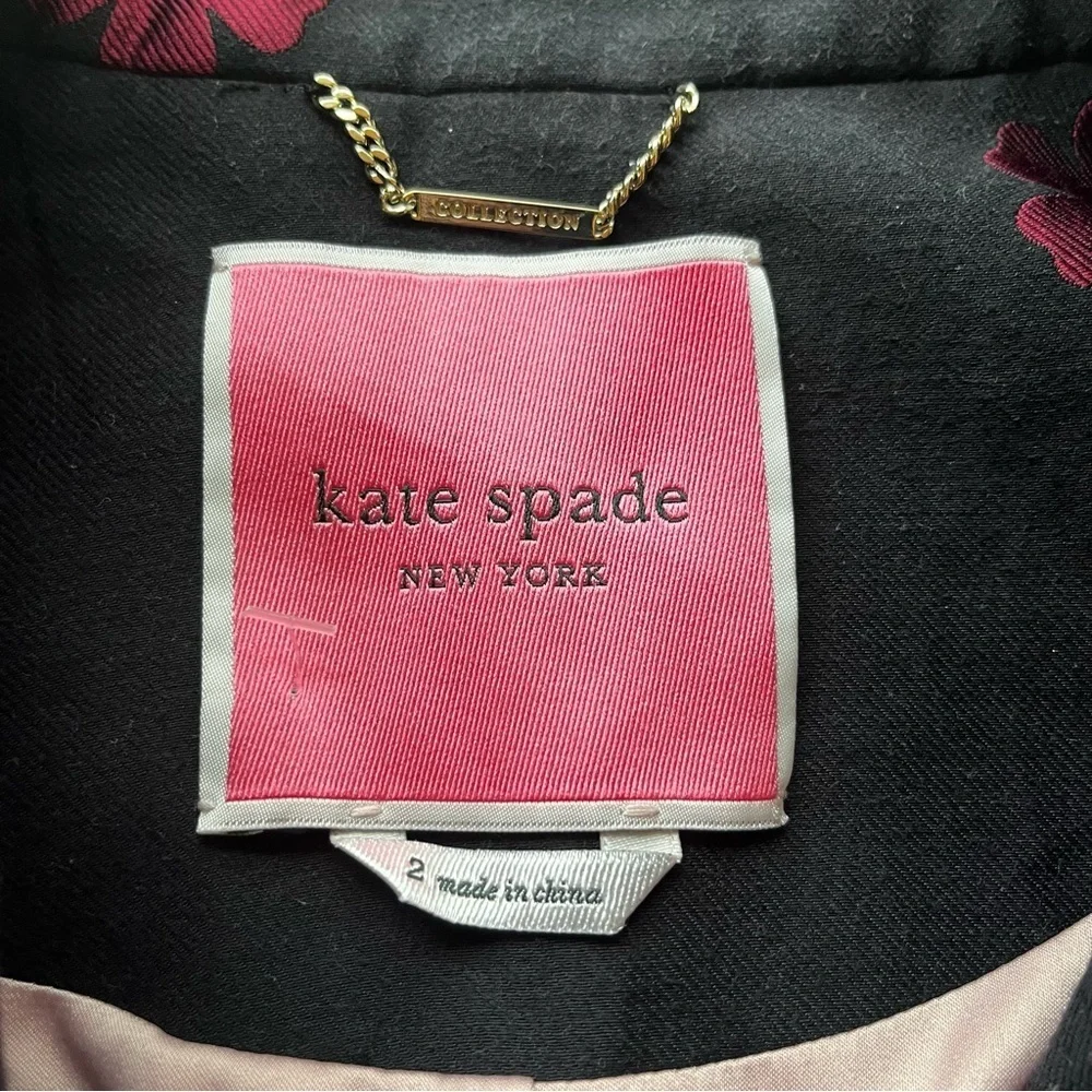 KATE SPADE ♠️ Floral Lip Design Black Blazer Jacket Size 2